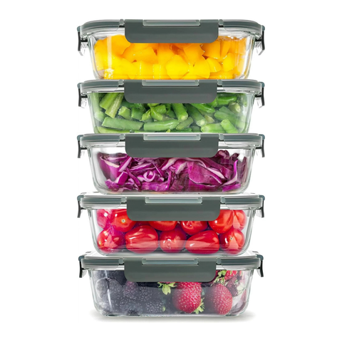 5-Pack Glass Food Storage Containers with Lids – 36oz Airtight, Leak-Proof Meal Prep Containers