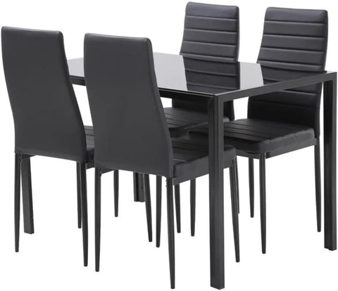 47" Modern Black Dining Room Table Set of 4