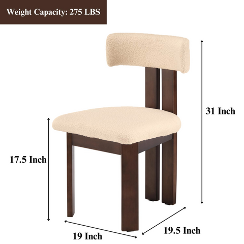 Mid-Century Modern Teddy Velvet Upholstery Brown Wood Legs Dining Chair (Set of 2)
