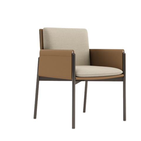 Faux Leather & Linen Dining Chair