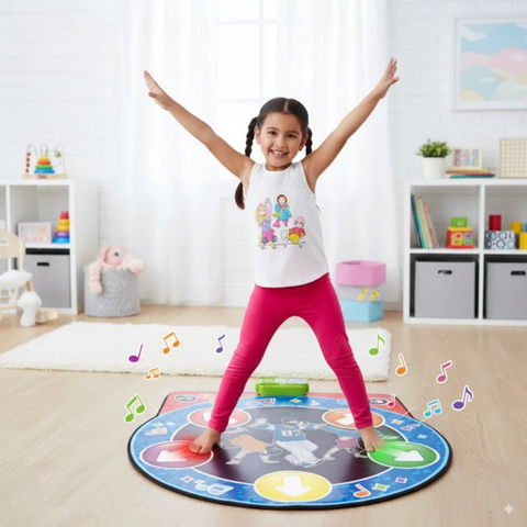 Round Interactive Dance Mat for Kids Ages 3+ – LED Lights, Music, & Game Modes