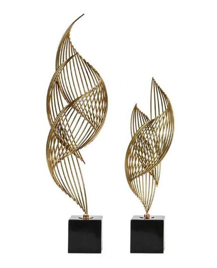 Golden Abstract Decorative Objects (Set of 2)