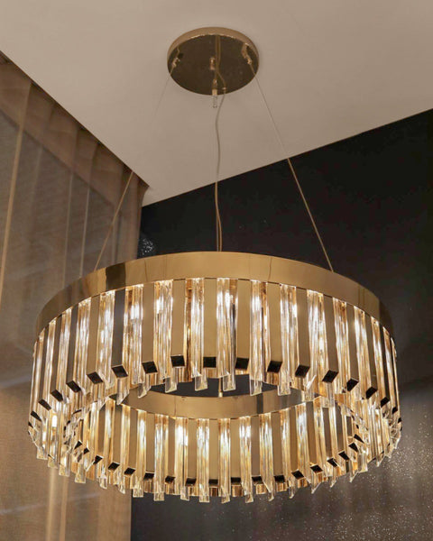 Skylar Gold & Crystal Bar LED Chandelier