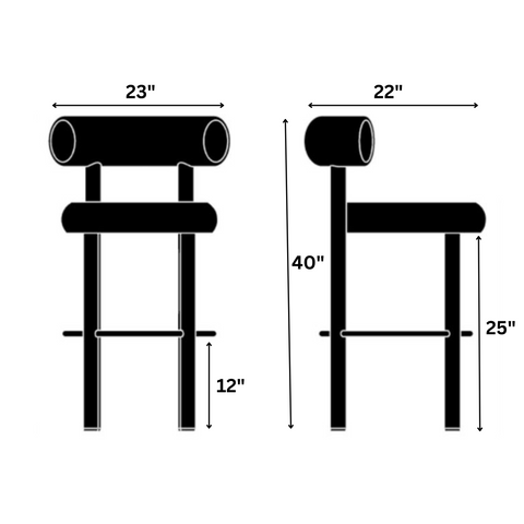 Tall Suede Black Bar Stool