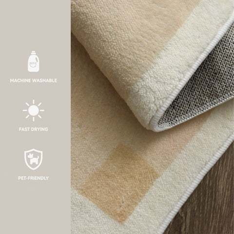 Area Rug Living Room Rugs - Washable Neutral Modern Abstract Soft Thin Large Rug Indoor Floor No Slip Rug Carpet for Bedroom