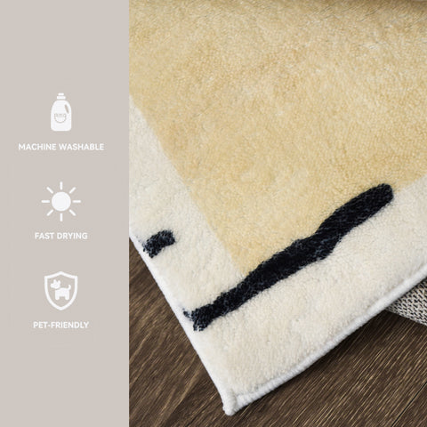 Area Rug Living Room Rugs - Washable Neutral Modern Abstract Soft Thin Large Rug Indoor Floor No Slip Rug Carpet for Bedroom