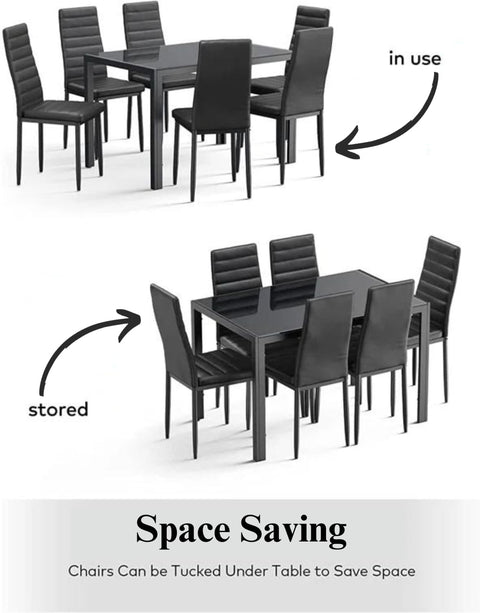 47" Modern Black Dining Room Table Set of 4