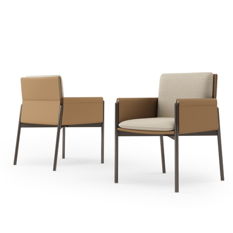 Faux Leather & Linen Dining Chair