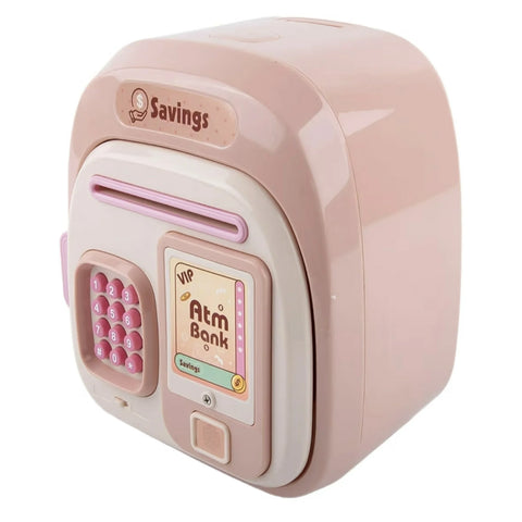 Kids Electronic ATM Savings Bank Toy with Password Protection, Automatic Bill & Coin Saving, Music Sound Effects, Pink
