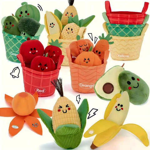 Plush Fruit & Vegetable Sorting Toy Set for Babies and Toddlers 6M+