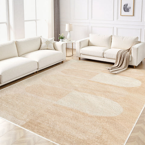 Area Rug Living Room Rugs - Washable Neutral Modern Abstract Soft Thin Large Rug Indoor Floor No Slip Rug Carpet for Bedroom