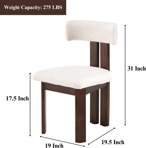 Mid-Century Modern Teddy Velvet Upholstery White Wood Legs Dining Chair (Set of 2)