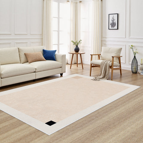 Area Rug Living Room Rugs - Washable Neutral Modern Abstract Soft Thin Large Rug Indoor Floor No Slip Rug Carpet for Bedroom