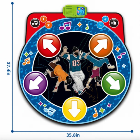 Round Interactive Dance Mat for Kids Ages 3+ – LED Lights, Music, & Game Modes
