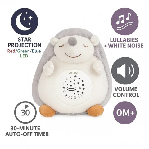 3-in-1 Hedgehog Plush Soother with Star Projector, Lullabies & White Noise for Newborns 0M+