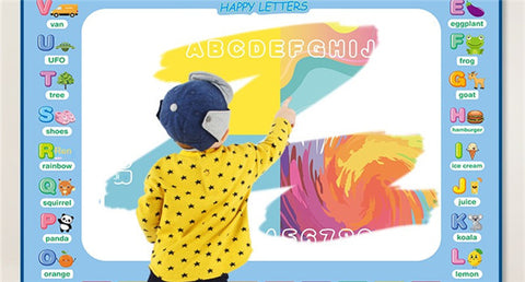 31 x 23 Inch Water Doodle Mat - Reusable Kids Drawing Mat with Magic Pens & Stencils - Mess-Free Toddler Doodle Board for Ages 3-6 -Educational Travel Toy