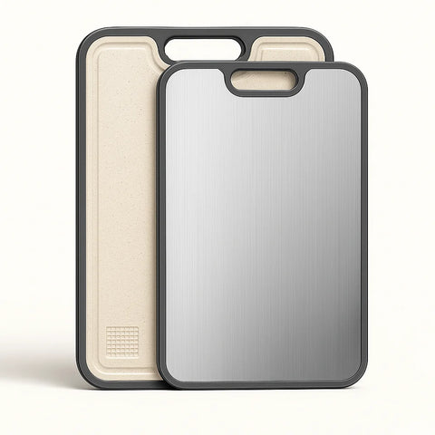 Dual-Sided Cutting Board with Titanium & Wheat Straw Fiber, Non-Slip Kitchen Chopping Board