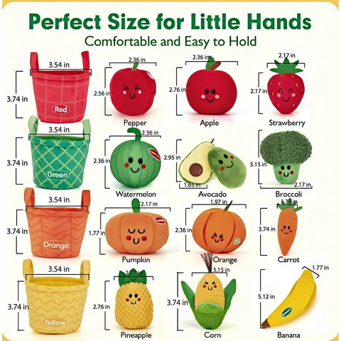 Plush Fruit & Vegetable Sorting Toy Set for Babies and Toddlers 6M+