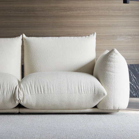 91" Luxurious Fluffy Ivory Sofa