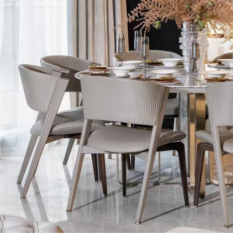 Lisbona Upholstered Brushed Metal Chair