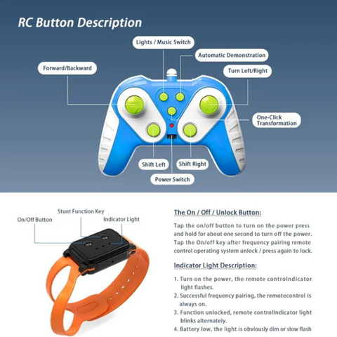 Gesture Control Stunt RC Car with Watch Remote, 360° Flips & All-Terrain 4WD