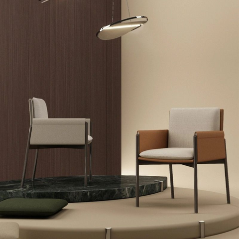 Faux Leather & Linen Dining Chair