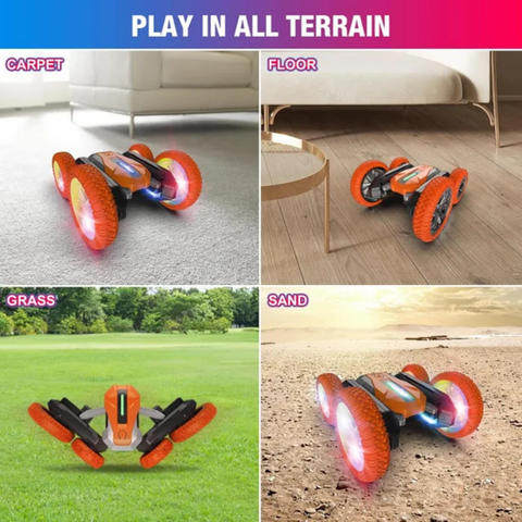 2.4GHz RC Stunt Car with 360° Flips, LED Lights & All-Terrain 4WD