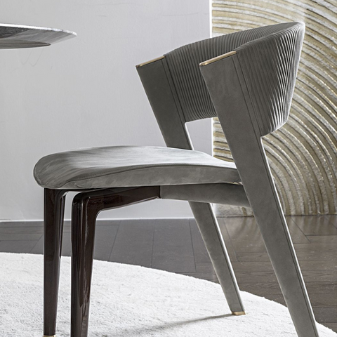 Lisbona Upholstered Brushed Metal Chair