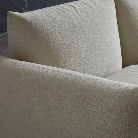 91" Luxurious Fluffy Ivory Sofa