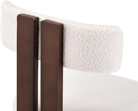 Mid-Century Modern Teddy Velvet Upholstery White Wood Legs Dining Chair (Set of 2)