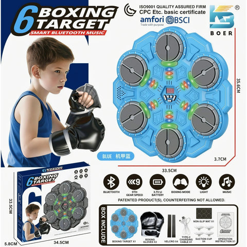 Wall-Mounted Music Boxing Machine with Bluetooth and LED Lights for Kids and Family Indoor Play