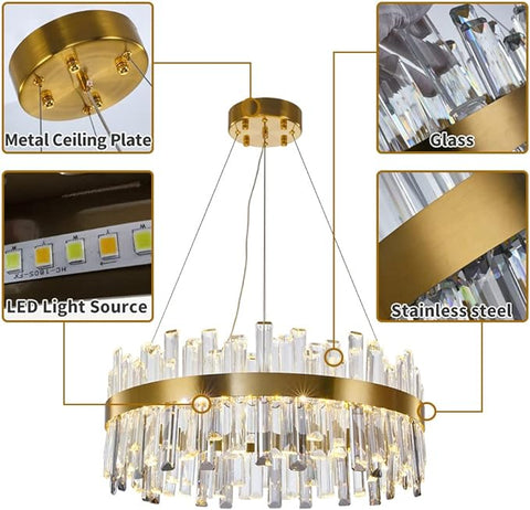 Crown French Gold & Crystal LED Chandelier