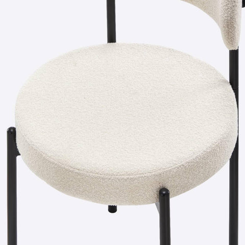 Dining Chairs Set of 2, Modern Dining Chairs Mid-Century, Round Kitchen Chairs, Boucle Dining Chair with Black Metal Legs, Kitchen Dining Room