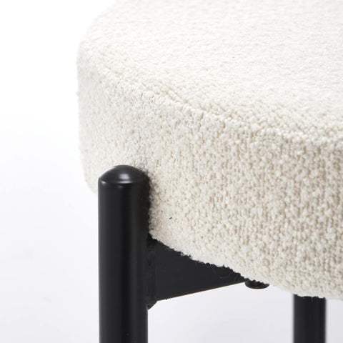 Dining Chairs Set of 2, Modern Dining Chairs Mid-Century, Round Kitchen Chairs, Boucle Dining Chair with Black Metal Legs, Kitchen Dining Room