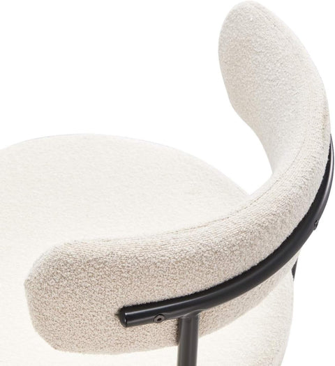 Dining Chairs Set of 2, Modern Dining Chairs Mid-Century, Round Kitchen Chairs, Boucle Dining Chair with Black Metal Legs, Kitchen Dining Room