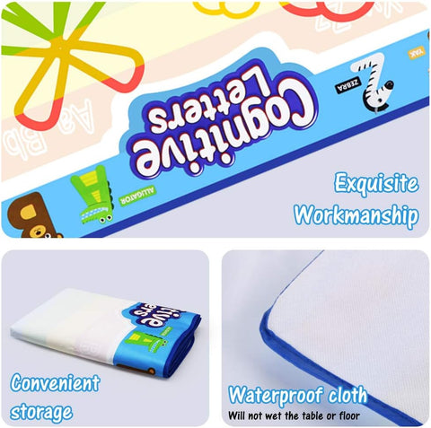31 x 23 Inch Water Doodle Mat - Reusable Kids Drawing Mat with Magic Pens & Stencils - Mess-Free Toddler Doodle Board for Ages 3-6 -Educational Travel Toy