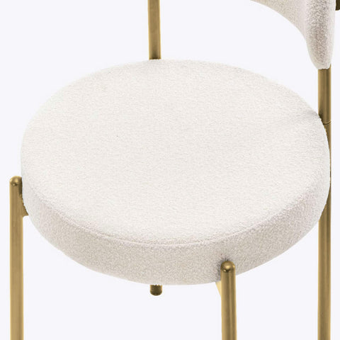 Dining Chairs Set of 2, Modern Dining Chairs Mid-Century, Round Kitchen Chairs, Boucle Dining Chair with Black Metal Legs, Kitchen Dining Room