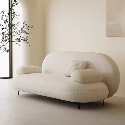 Sherpa White Teddy Fabric Sofa