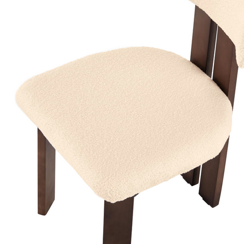 Mid-Century Modern Teddy Velvet Upholstery Brown Wood Legs Dining Chair (Set of 2)