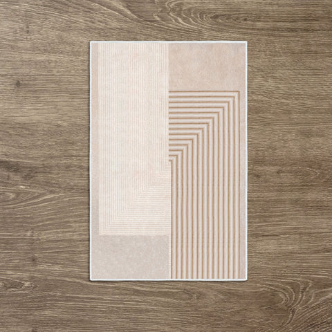 Area Rug Living Room Rugs - Washable Neutral Modern Abstract Soft Thin Large Rug Indoor Floor No Slip Rug Carpet for Bedroom