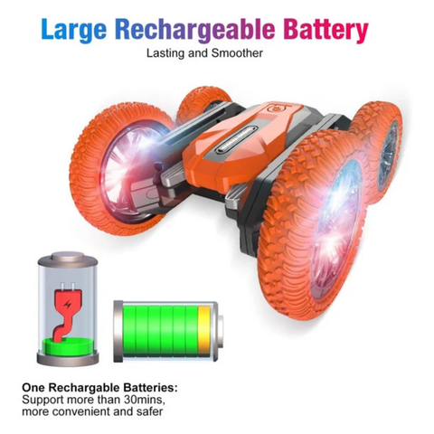 2.4GHz RC Stunt Car with 360° Flips, LED Lights & All-Terrain 4WD