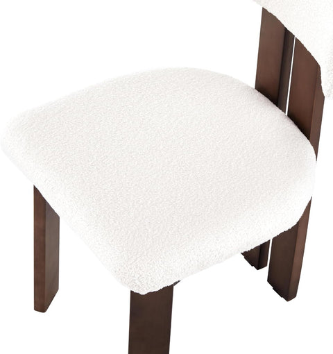Mid-Century Modern Teddy Velvet Upholstery White Wood Legs Dining Chair (Set of 2)