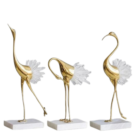 Weltha Copper Crane Ore Figurine (Set of 3)