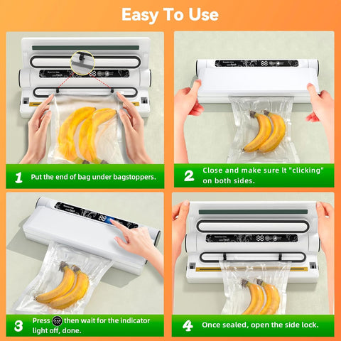 Fully Automatic Vacuum Sealer Machine with 20 Bags – Heavy Duty Food Saver for Freshness Preservation | One-Touch Operation, Digital Display, Super Suction Powe