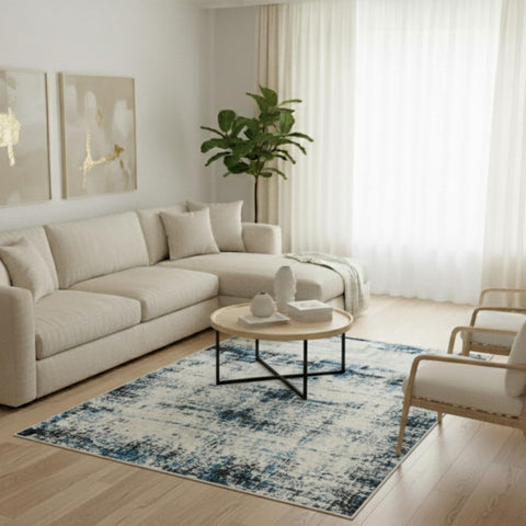 Area Rug Living Room Rugs - Washable Neutral Modern Abstract Soft Thin Large Rug Indoor Floor No Slip Rug Carpet for Bedroom