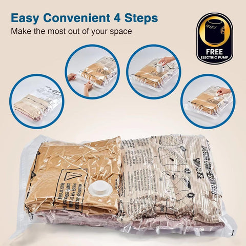 Electric Vaccum Bags- Space Saver Compression Bags for Clothes, Bedding & Travel