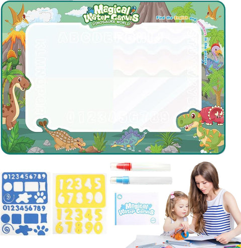 39x32 Inch Water Doodle Mat - Reusable Kids Drawing Mat with 4 Magic Pens & Stencils - Mess-Free Toddler Doodle Board for Ages 1-6 - Best Birthday Gift for Girls & Boys - Educational Travel Toy