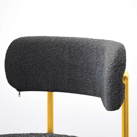 Boucle Dining Chair with Gold Metal Legs (Set of 2)