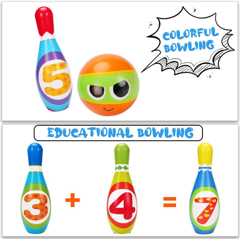 Kids Bowling Set for Toddlers Ages 2-5 – Soft Foam Pins & Lightweight Balls with Numbers – Indoor/Outdoor Developmental Toy for Boys & Girls – Fun Easter Gift