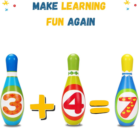 Kids Bowling Set for Toddlers Ages 2-5 – Soft Foam Pins & Lightweight Balls with Numbers – Indoor/Outdoor Developmental Toy for Boys & Girls – Fun Easter Gift